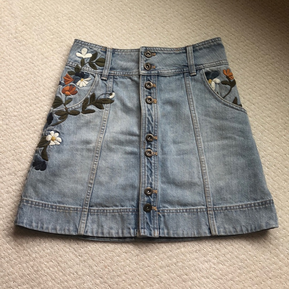 Free people floral denim skirt